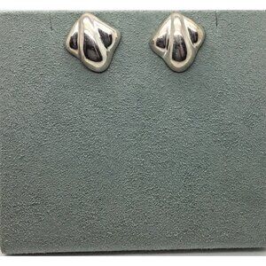 Taxco Puffy Sterling Silver Earrings Pierced Post Button Ripples TF 925 Mexico